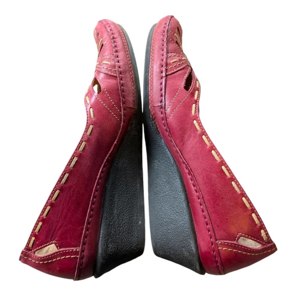 Clarks Artisan Collection Leather Red Cutout Slides Sandals 6.5M - Picture 5 of 9